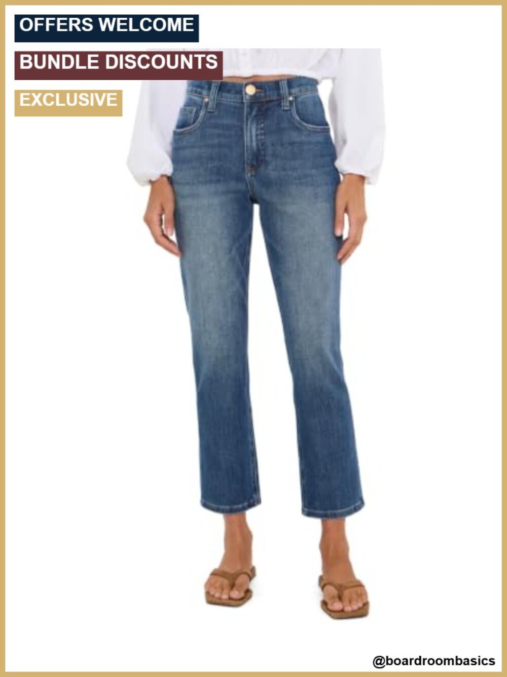 Petite Straight Leg High-Rise Jeans Stretch Denim 5 Pockets